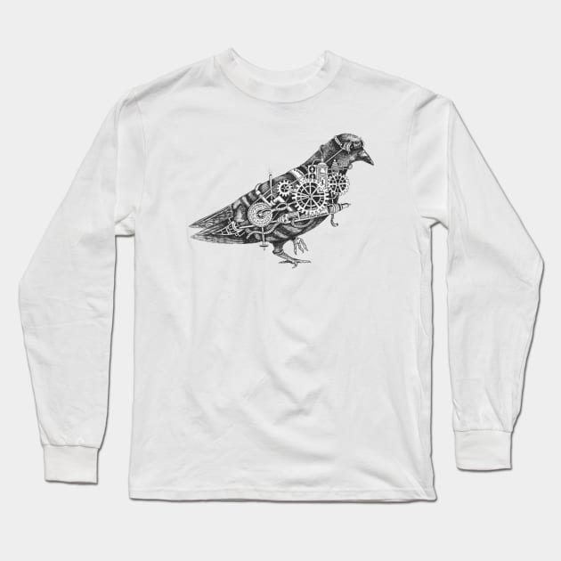Steampunk Pigeon Long Sleeve T-Shirt by Squidoodle